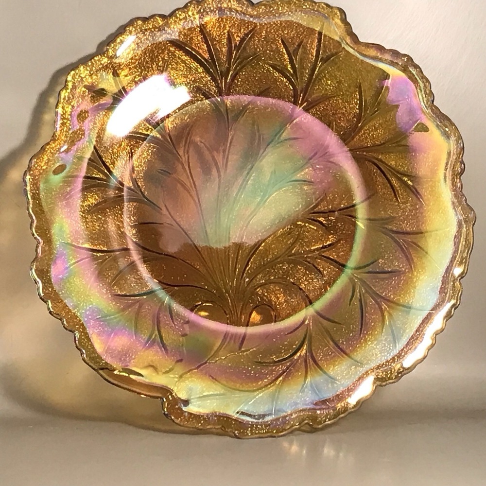 Indiana Glass/Carnival Glass Orange Marigold Leaf 10" Serving‎ Plate
